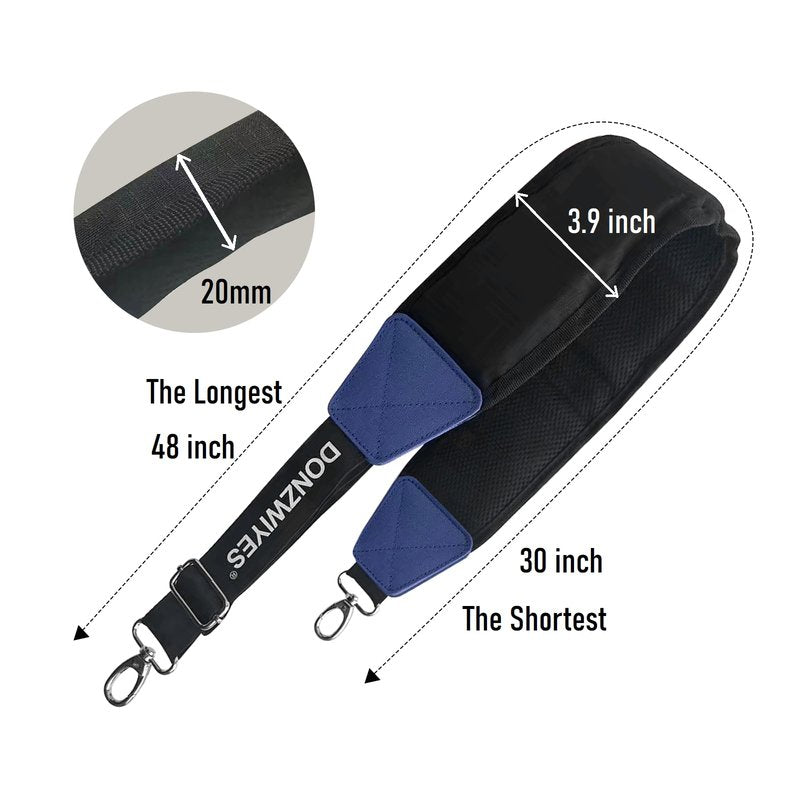 DONZWIYES Golf Bag Shoulder Strap Upgraded Single Padded Adjustable Straps Universal Replacement(Black,1 Pack)