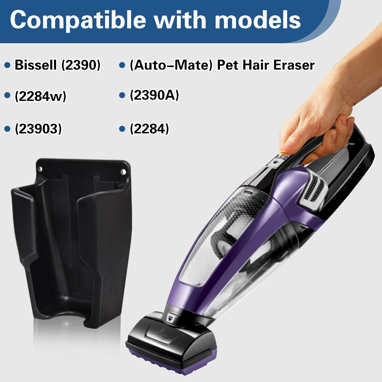 BROQIXIN Wall Mount for Bissell Pet Hair Eraser Handheld Vacuum | Compatible with Models 2390, 2390A, 2284W, 23903 & Auto-Mate