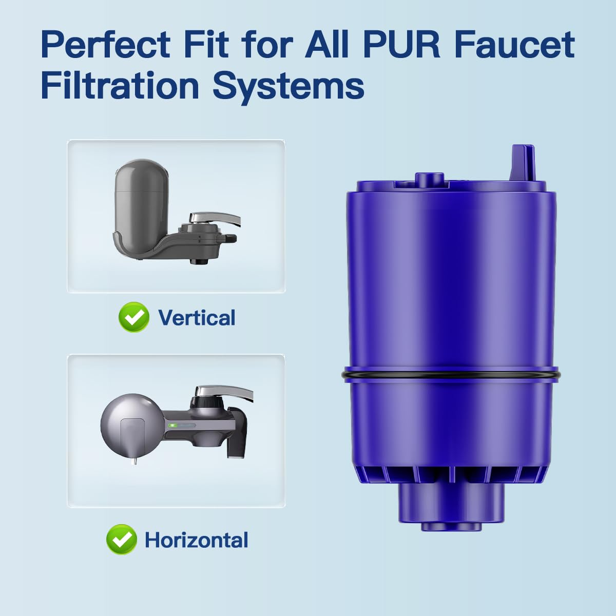 WaterJingYi Faucet Water Filter Replacement for All PUR®, PUR®Plus Faucet Filtration Systems Compatible with NSF Certified Water Filter for Pur® RF-9999® and RF-3375, 2 Pack