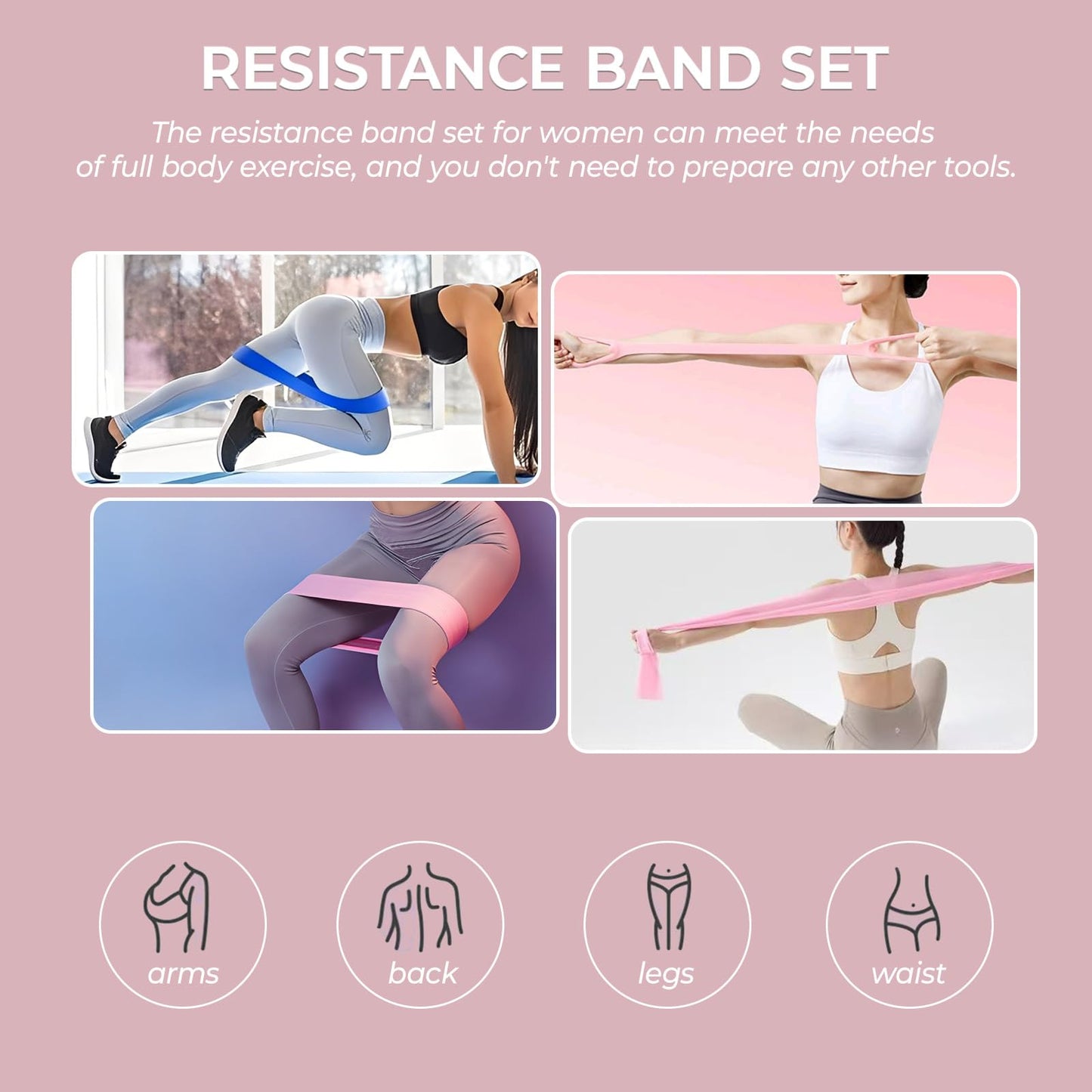 Kovixsc Resistance Band, Pilates Band,Work Out Bands for Women,Figure 8 Resistance Band, 14-Set Professional Exercise Bands for Pilates, Yoga, Home Gym, Booty, Leg Training with Workout Bands Guide