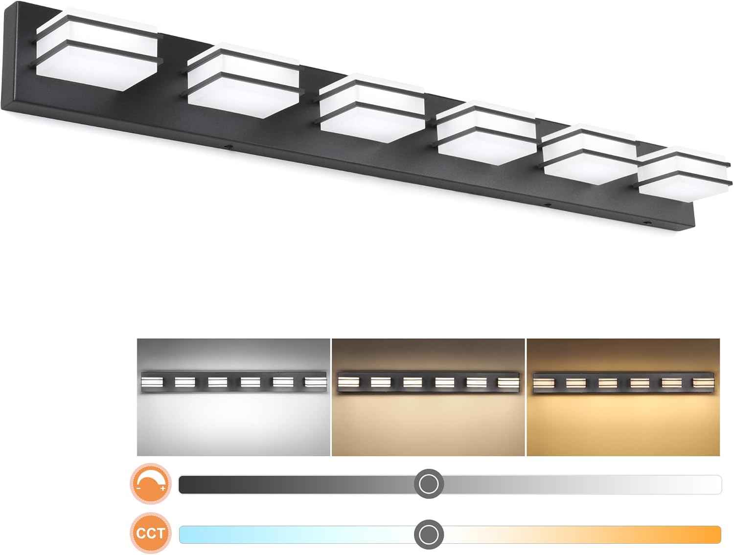 LED Chrome 3-Light Dimmable Bathroom Vanity Light Fixture - Modern Acrylic & Stainless Steel Over Mirror Lighting