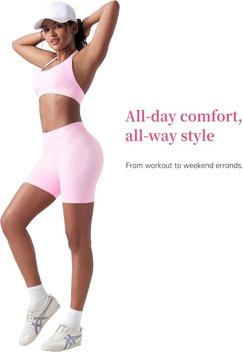 Kepblom High-Waisted Butt-Lifting Gym Shorts for Women - Seamless Spandex Yoga & Biker Shorts