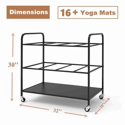 ElveBuka Yoga Mat Holder Organizer Yoga Mat Storage Rack Basket for Home Gym Exercise Workout Equipment Storage Shelf Cart (Black, 4-Slot)