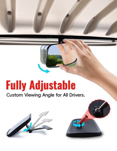 LUXEMOTO Universal Rearview Mirror, Extra Wide Rear View Mirror 360° Adjustable Convex Center Panoramic Interior Mirrors for EZGO, Yamaha, Club Car Golf Cart Accessories