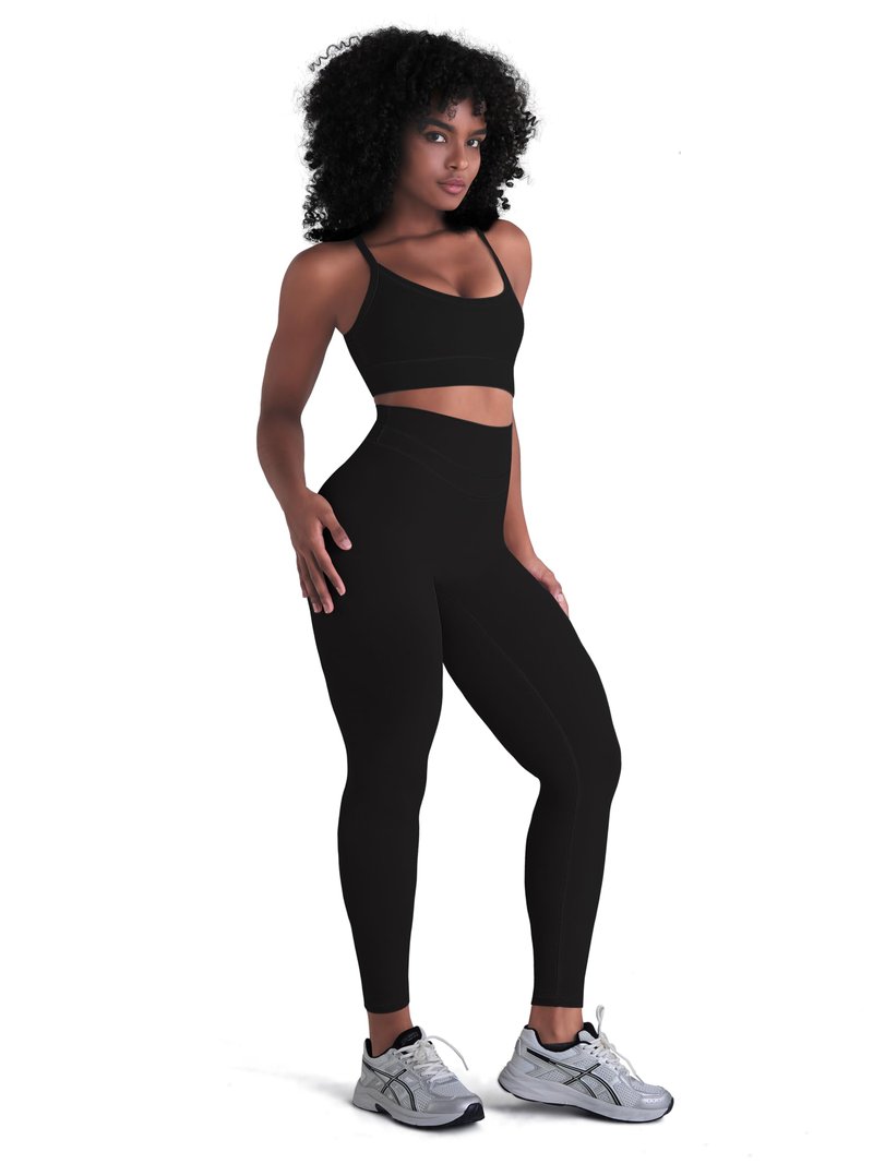 Sunzel Women's Hidden Butt Lifting Leggings No Front Seam High Waist Yoga Pants with Tummy Control Workout Gym Running Casual 25" Inseam Black Medium