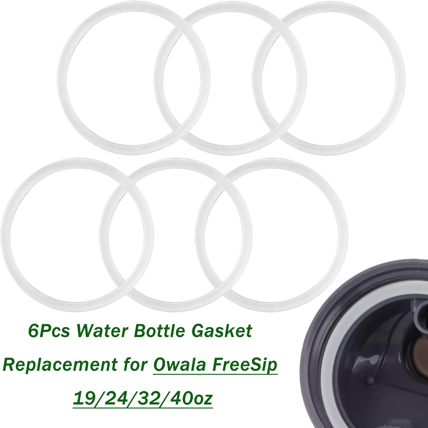 Mingxiong 6 Pcs Water Bottle Gasket Replacement for Owala FreeSip,Silicone Lid Seal O Ring,Sealing Gaskets Replacement Parts Compatible with Owala FreeSip 19/24/32/40oz Stainless Steel Cup(Clear)