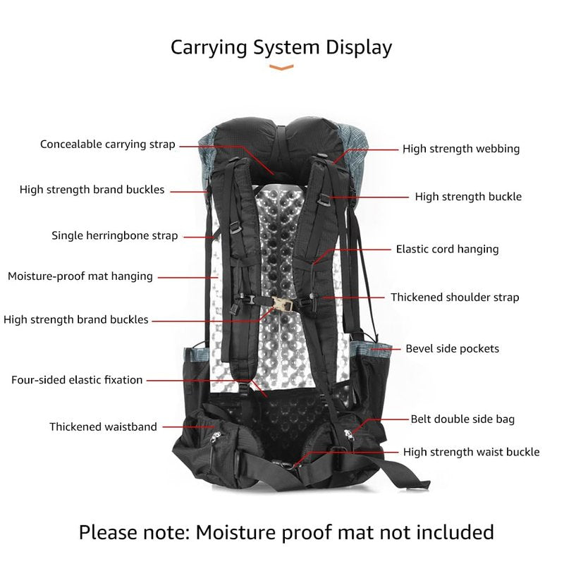 MOXIHIKE 3FULGEAR QiDian Hiking Backpack for Men Women 56L(40+16) Lightweight Outdoor Camping Bag Trekking Daypack (Khaki)