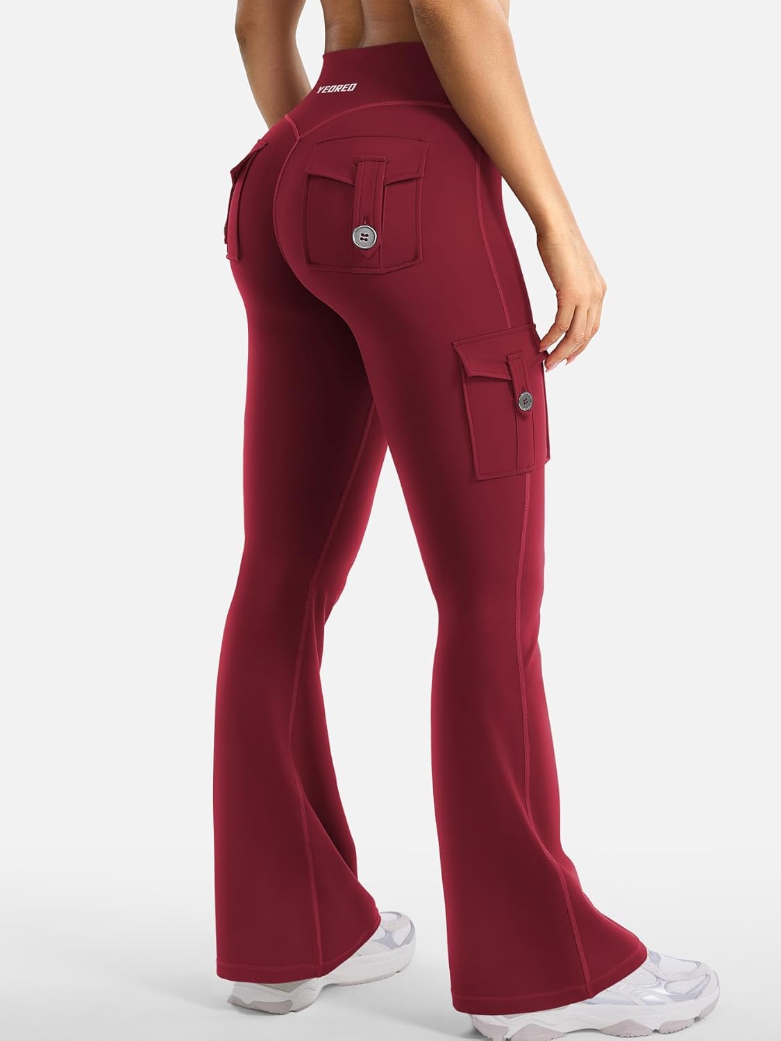 YEOREO CoreFlex Women's High-Waisted Flare Leggings - Hidden Pockets & No Front Seam | Gym & Yoga Essential