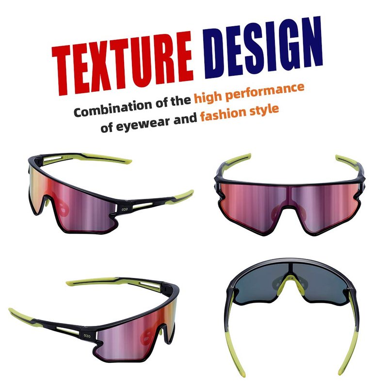 O2O Sport Sunglasses (Black and yellow frame with red lens)