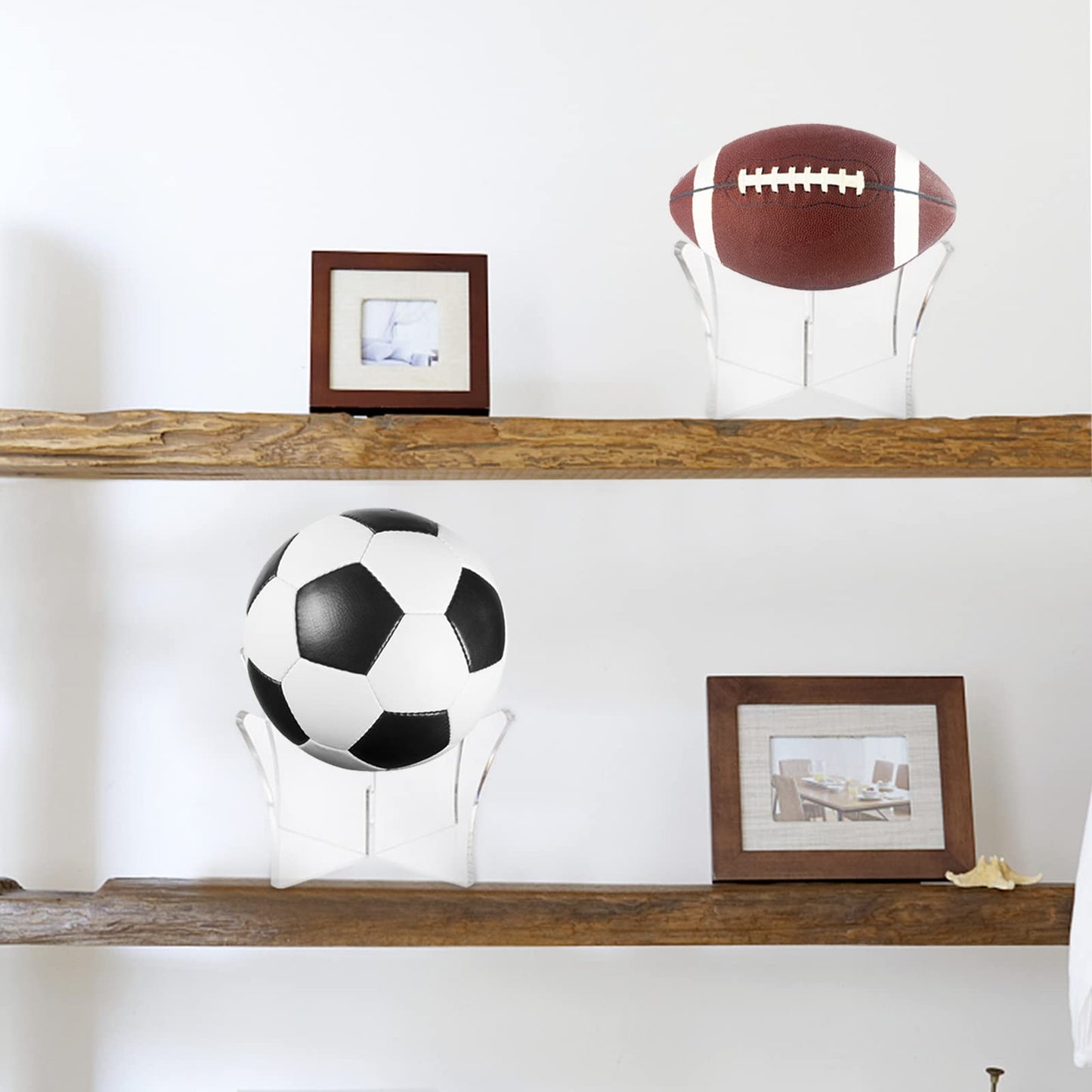 Lyellfe 12 Pack Acrylic Ball Stand, Ball Display Stand Holder, Football Basketball Holder, Trophy Autograph Memorabilia Display Case for Volleyball Rugby Soccer