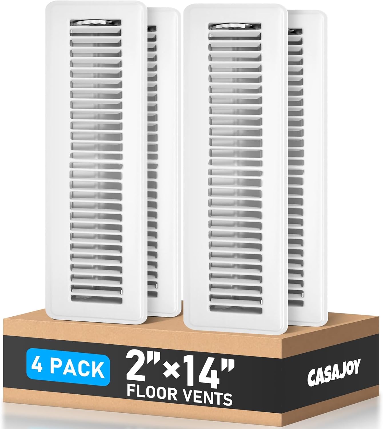 Heavy Duty 4x10 Inch Metal Floor Vents - 6 Pack Rust Proof Air Vent Covers for Home