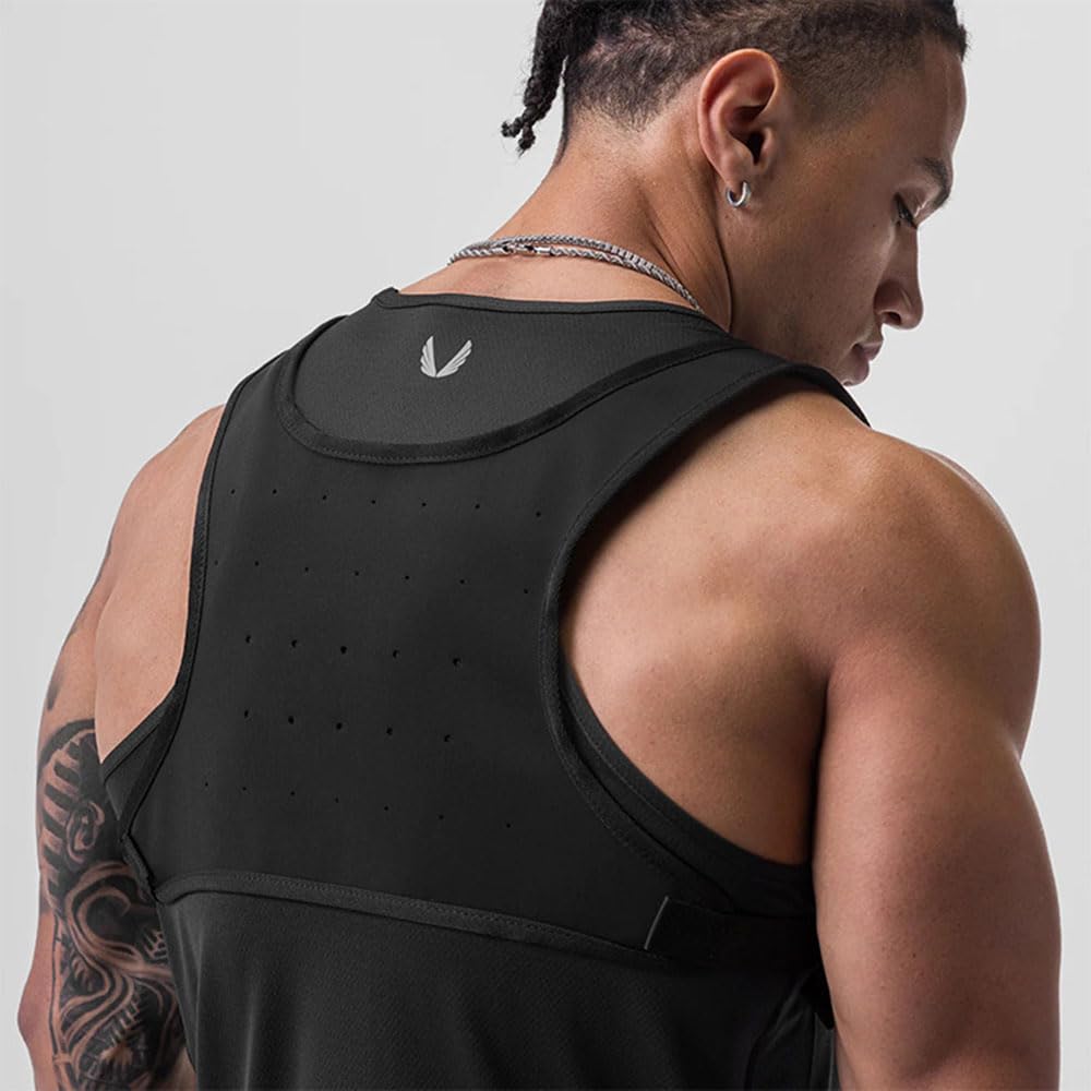 Sports Chest Bag for Men Water Resistant Lightweight Front Chest Pack Running Vest Chest Phone Holder (Black)