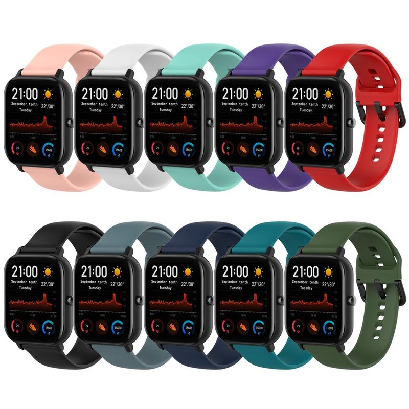 QGHXO Band Replacement for Amazfit GTS 4/4 Mini/3/2/2e/ GTR Mini/GTR 42mm/Active, Soft Silicone Band Replacement for Amazfit Bip 3/3 Pro/U Pro/S lite/Lite/S/U