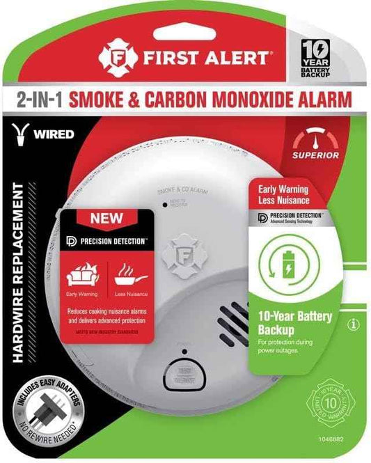 First Alert Hardwired Smoke & CO Detector with 10-Year Battery Backup - Ionization Safety