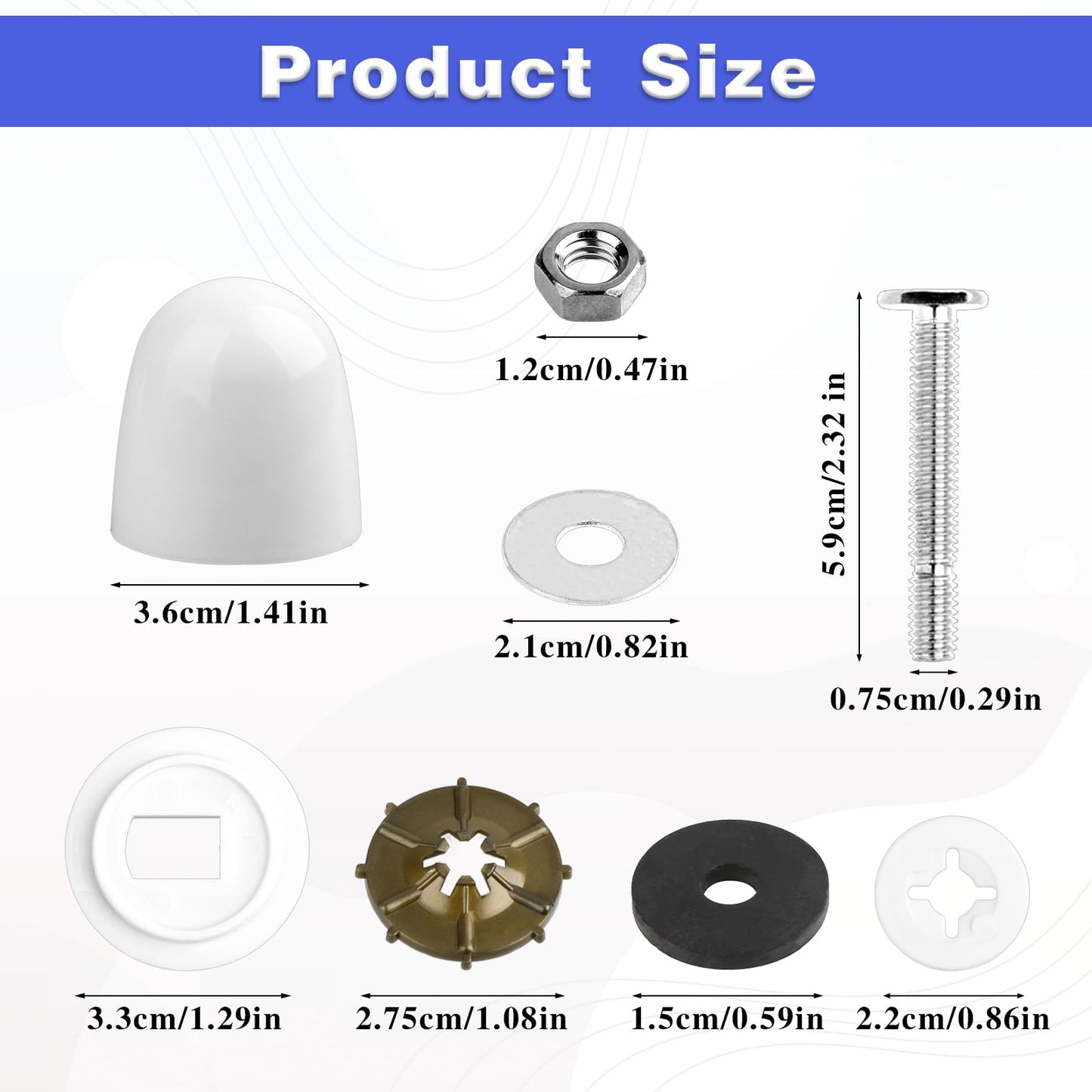 Toilet Floor Bolts and Caps Set, Universal Toilet Flange Repair Kit Stainless Steel Toilet Fixing Bolts and Nuts Set America Standard Toilet Parts Including Toilet Bolt Caps Closet Bolts and Washers