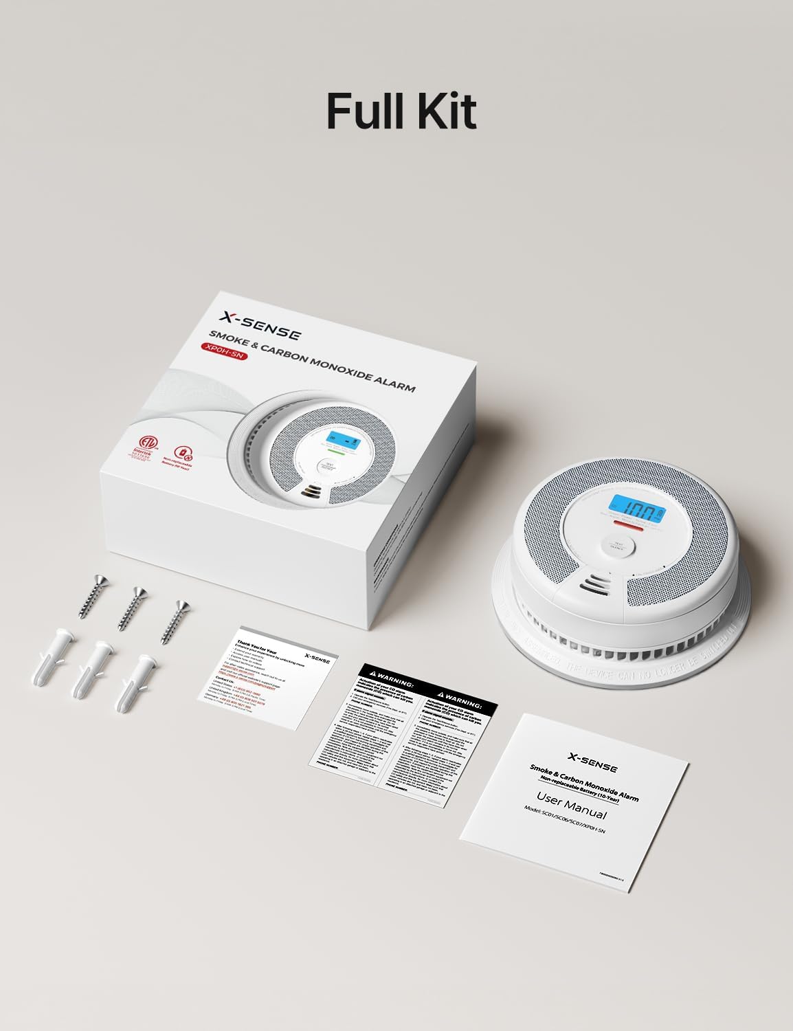 X-Sense XP0H-SN Smoke and Carbon Monoxide Detector Combo - 10-Year Battery, Easy Install