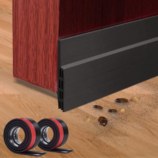 JBWKWELM 2PC Silicone Door Draft Stopper - 39in x 35in Black Door Seal Strip for Interior & Exterior Doors Weather Stripping Soundproof1