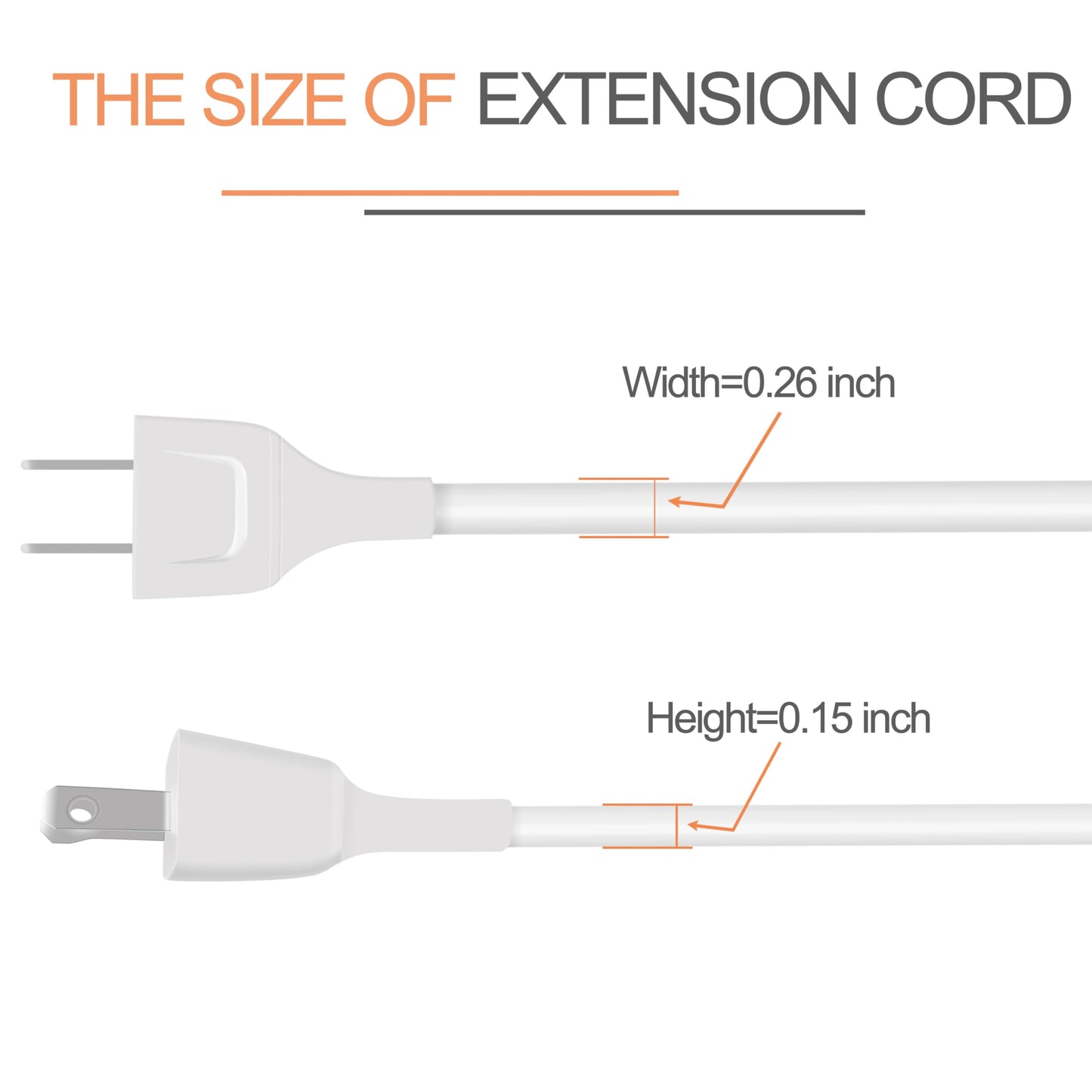 Polarity White Extension Cord 15FT 625W Extension Cords Thin Two Prong for Indoor Use Power Strip Outside Cables with Single Plug Ideal for Christmas Lights, Lamps, Cameras, Small Appliances (1 Pack)