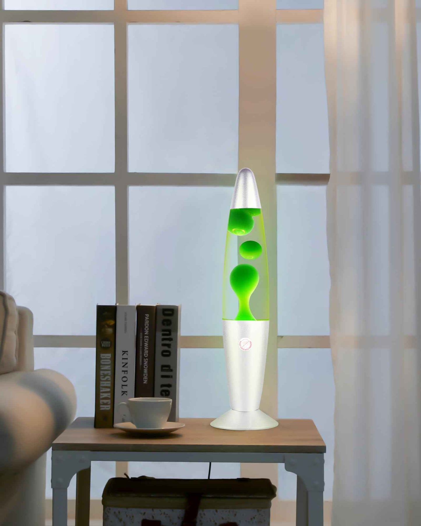 QQP Green Magma Liquid Motion Lamp,Sliver Base,Nightlight Light for Adults Teens Kids,Classic Decor Lamp for Office Bedroom and Living Room,13 Inches