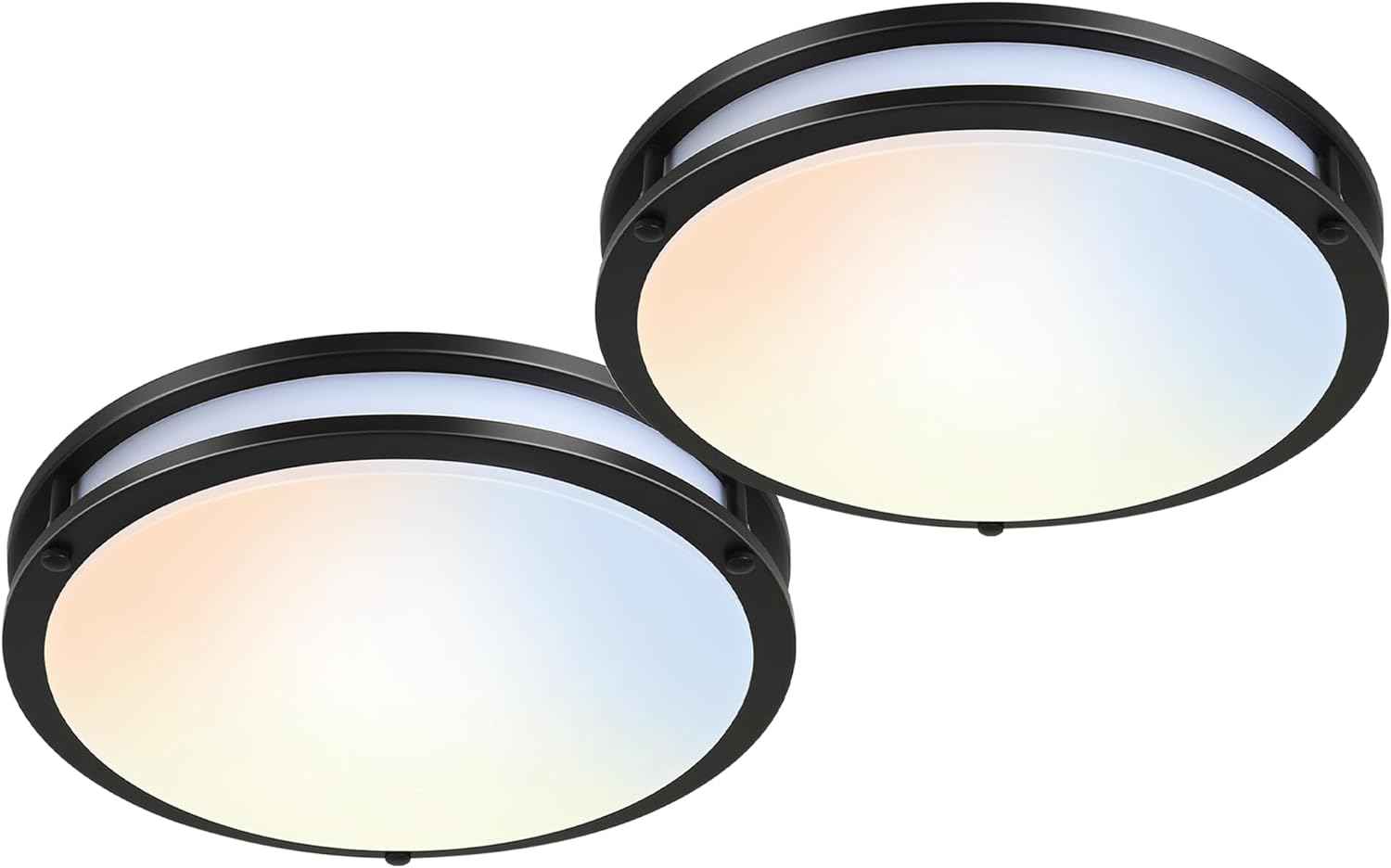 Adjustable 13-Inch Gold LED Flush Mount Ceiling Light Fixture - Dimmable 2700K-5000K for Hallway, Bathroom & Kitchen (2-Pack)
