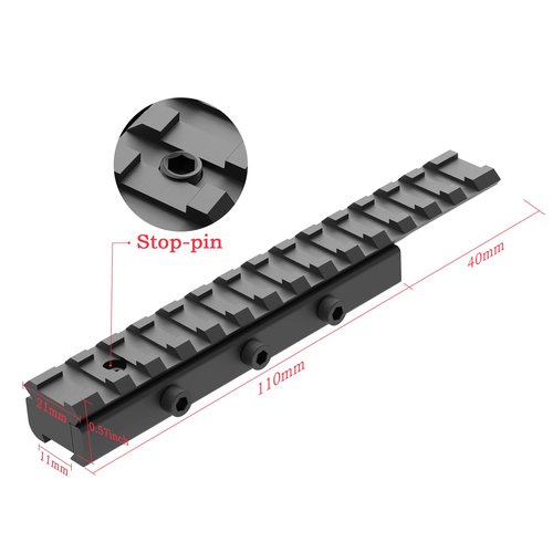14 Slots 155mm/6.1" Long 11mm to 21mm Dovetail to Picatinny Rail Adapter, 3/8" to 7/8" Picatinny Rail Riser Mount Sporting Optics Dovetail to Picatinny Adapter Picatinny Rail Riser (DV14-1)