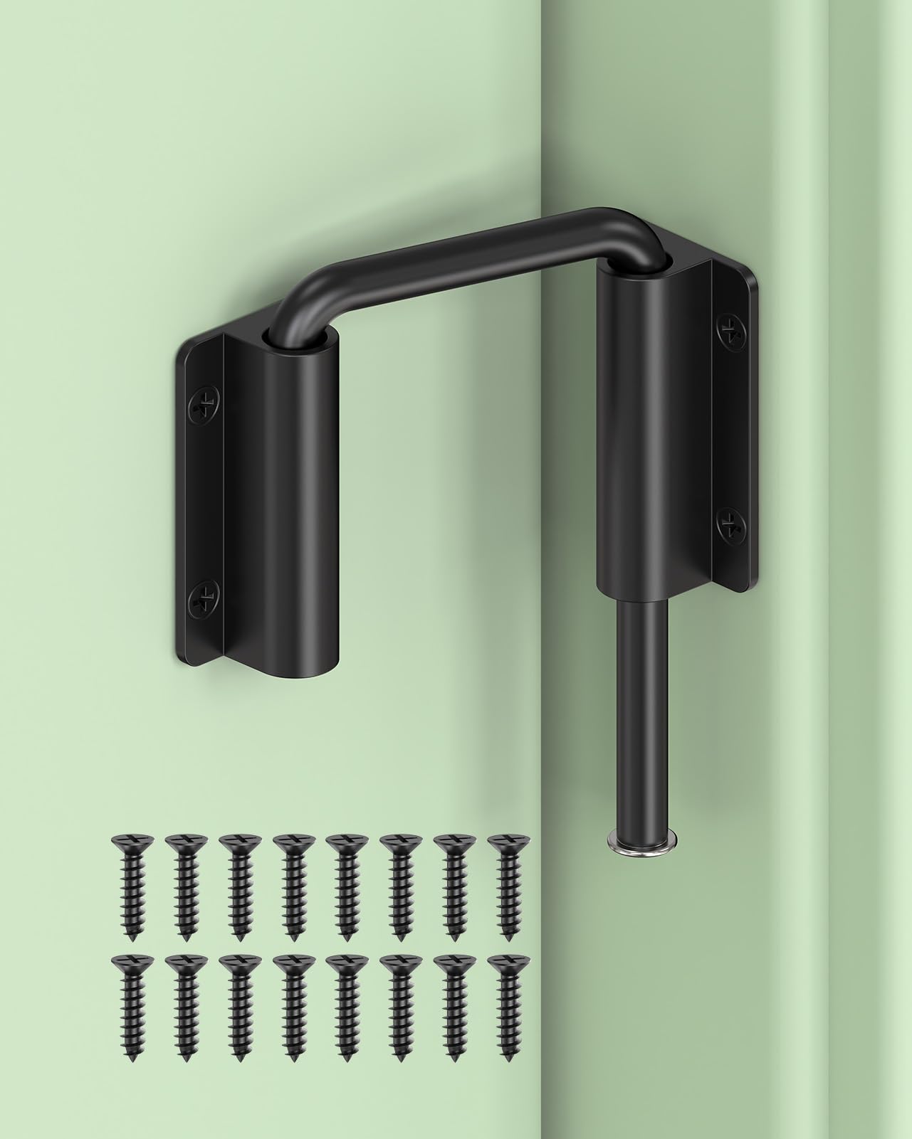 MeBantoo Updated U Patio Sliding Door Loop Lock Latch - 90/180 Degree Aluminum Alloy Security Bolt Lock for Barn, Garden, Fence Gate, Window - Multi-Angle Mounting (Black-1 PC)