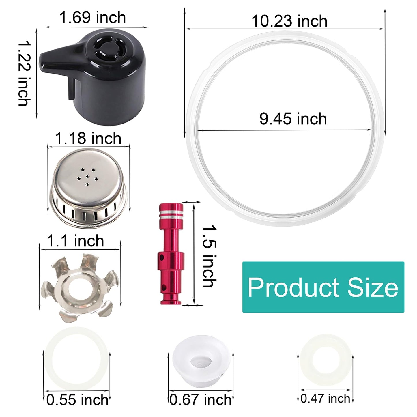 10Pcs Replacement Parts for Instant Pot Duo 8 Quart and Duo Plus 8Qt, Accessories for Duo& Duo Plus 8 Qt Instantpot, Lid Replacement Sealing Ring Steam Release Valve Float Valve for Instant Pot
