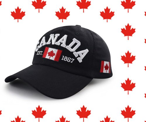 2PCS Canada Flag Hats for Men Women, Canadian Flags Est 1867 Baseball Cap, National Day Christmas Birthday Gifts for Dad Mom Papa Mama Grandpa Grandma Red Black
