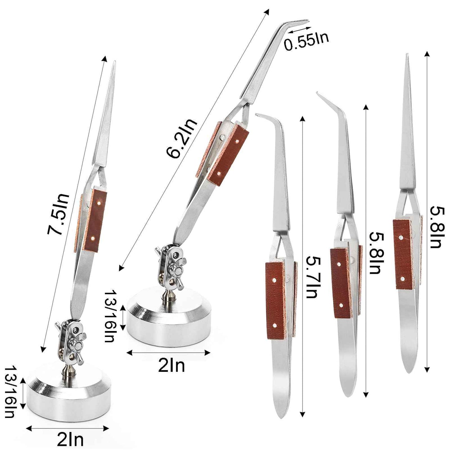 WUWEOT 5 Pcs Soldering Tweezers Set, Straight Curved Welding Plier and Cross Lock Fiber Grip Soldering Tweezers, Jewelry Third Hand Repair Kit Tools for Jewelry Silversmithing and Craft