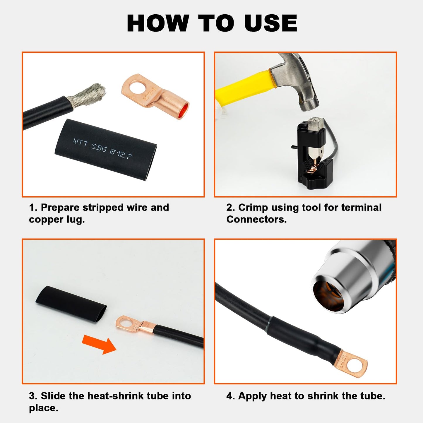 Sanuke 130pcs Copper Wire Lugs, Battery Lugs Awg 2 4 6 8 10 12 14 16 Copper Lugs Assortment Ring Terminals Connectors Wire Connectors Terminals, 70pcs Battery Cable Ends with 60pcs Heat Shrink