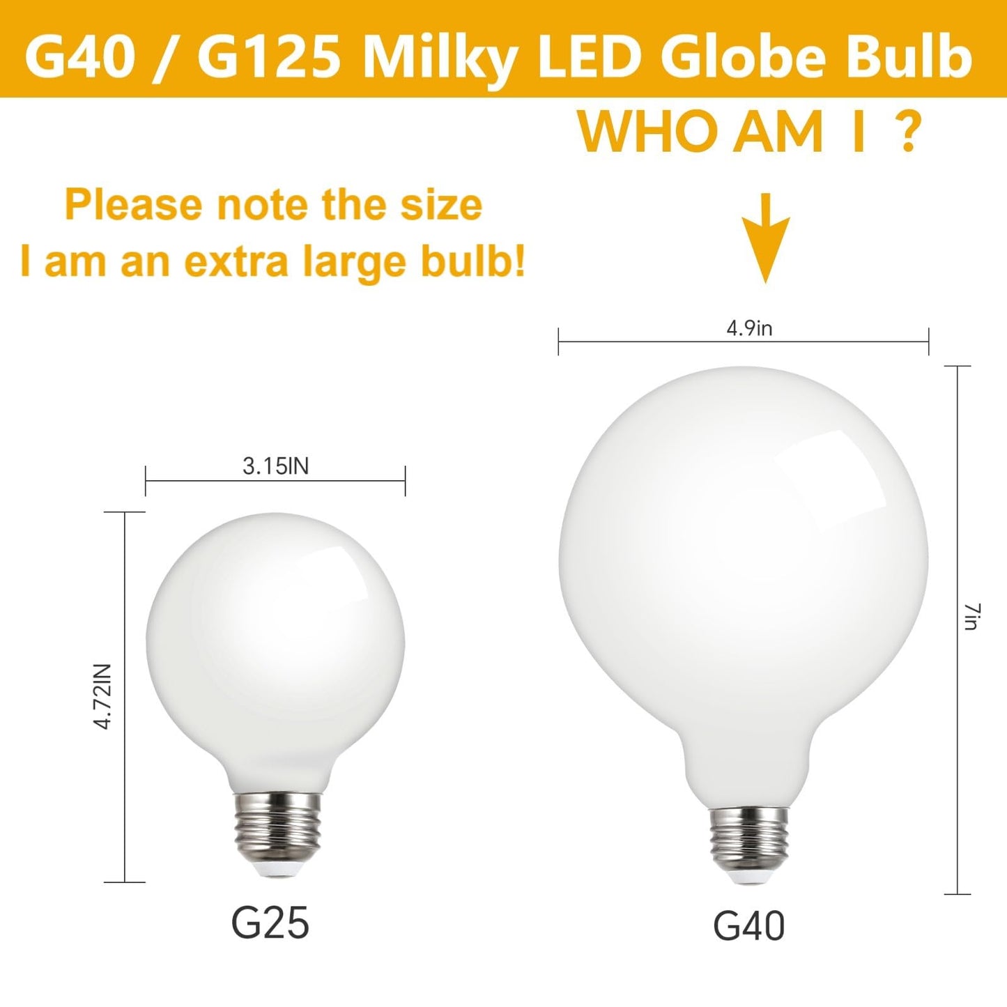 CtrlCV LED Light Bulbs, G125 Globe Bulb,10w Globe Light Bulb, Warm White Light 2700k LED Bulbs,Non-Dimmable,E26 Base Large Light Bulb,Milky White Led Bulb 1000 Lumens,Perfect for Indoor Home Lighting