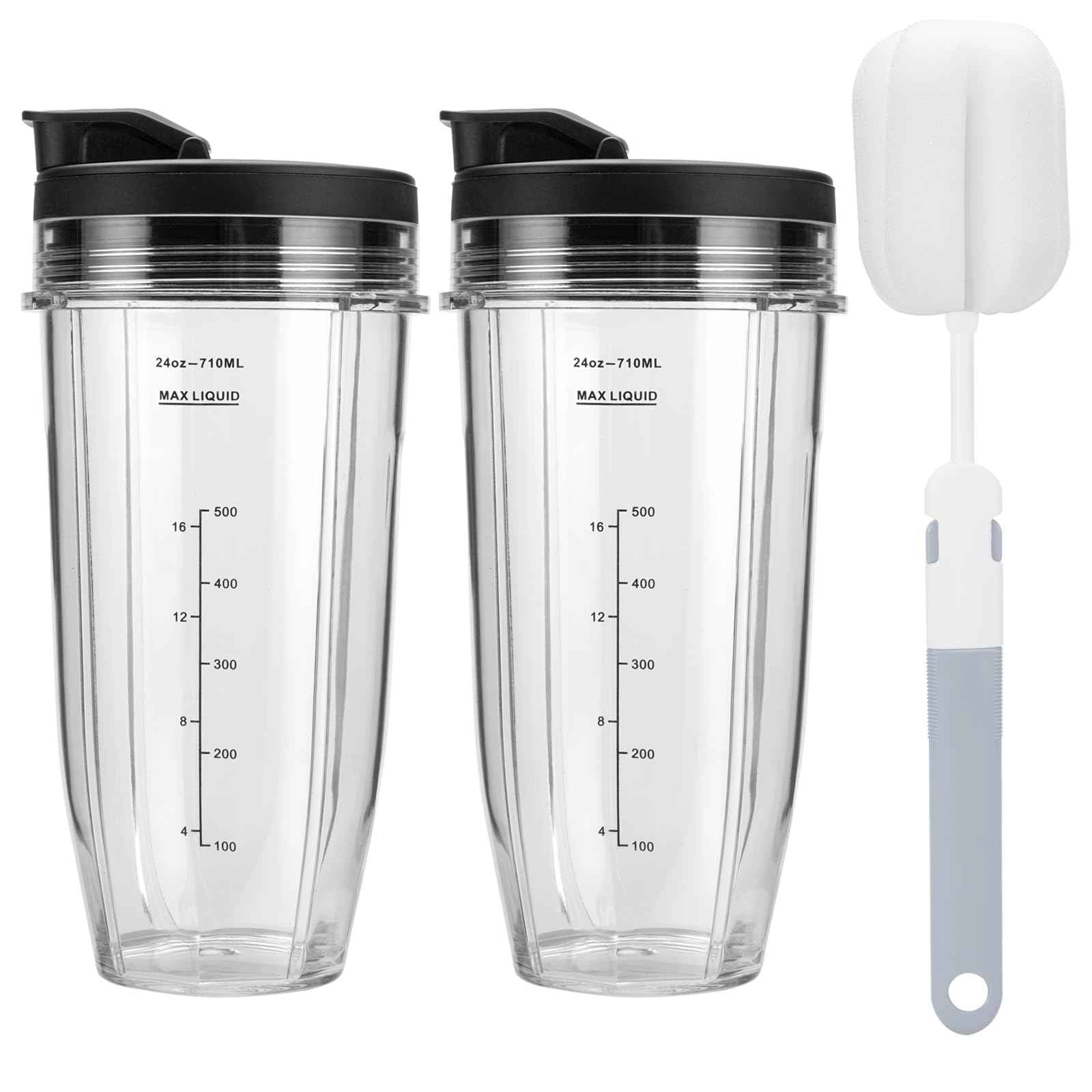 2 Pack Blender Cups Replacement For Ninja,24oz Blender Cups with Sip & Seal Lids Compatible with Ninja BL450 BL456 BL480 BL482 BL640 BL642 BL682 BN401 BN751 BN800 BN801 BL2012 BL2013 SS101 SS151