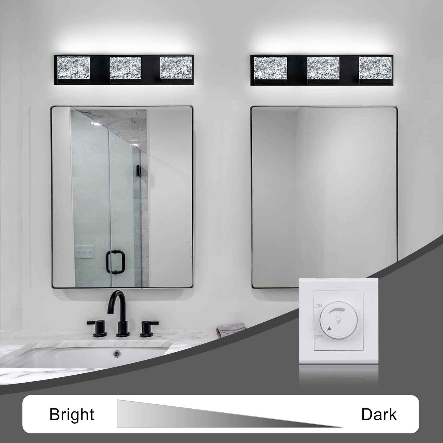 EDISLIVE 21.7in Modern Bathroom Vanity Light Fixtures - 3 Light Dimmable LED Bathroom Wall Lights Over Mirror for Living Room, Bedroom - 6000K