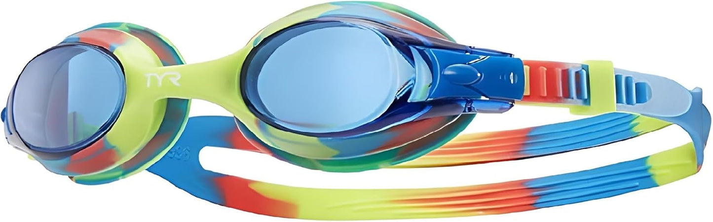 TYR Swimple Swim Goggles - Colorful Tie-Dye Design for Kids | Comfortable & Secure Fit