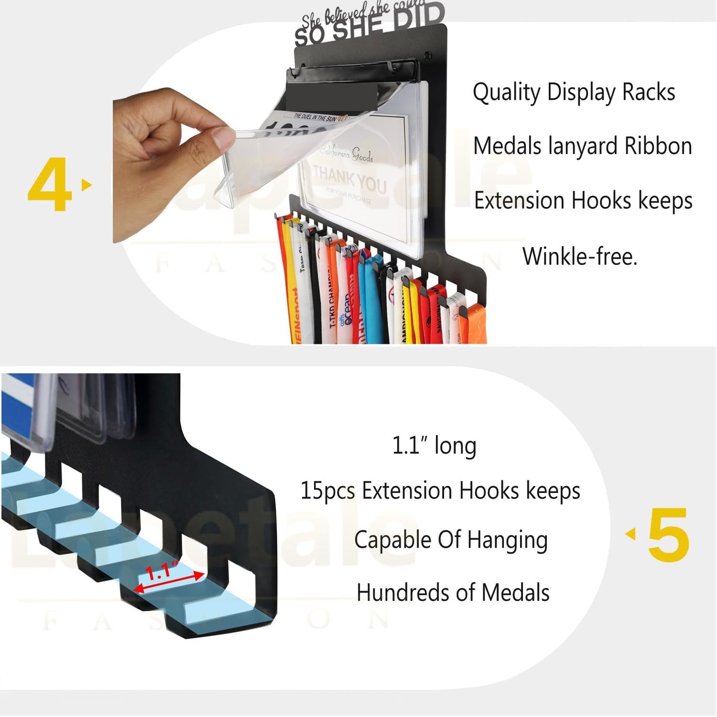SO SHE DID Race Medal Holder - Stylish Wall Hanger for Marathon & Runner Medals | Durable Display