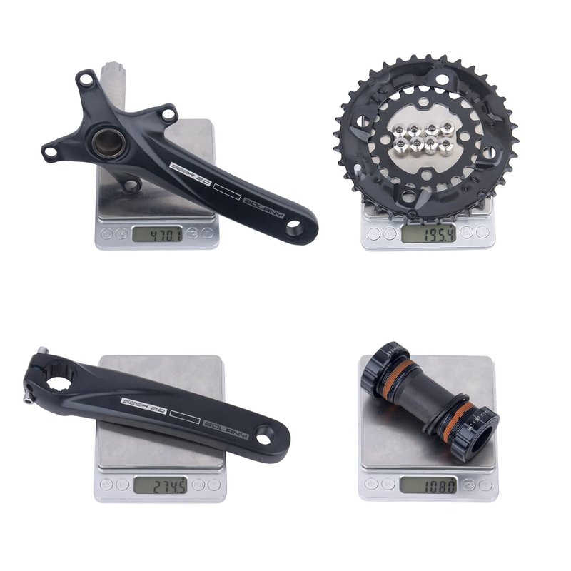 BOLANY Bike Cranksets 170mm Hollow Integrated 104BCD Double Speed Round Chainring 22/36T 24/38T MTB Crankset with Bottom Bracket (22/36T)
