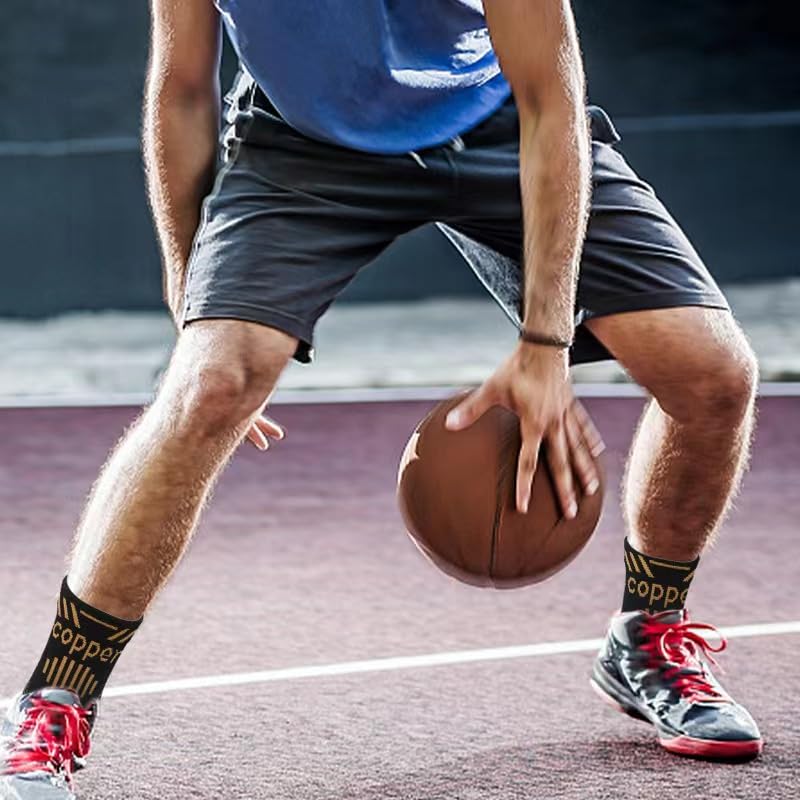 Copper Ankle Brace - X-Large Copper-Black Compression Sleeve Pair for Pain Relief and Recovery