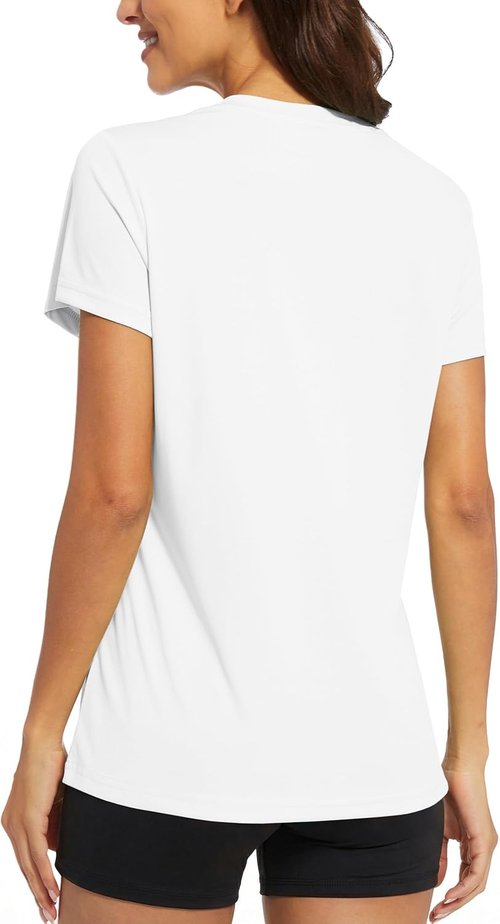MAGCOMSEN Women's Athletic Workout Tops - UPF 50+ Quick Dry Short Sleeve Sun Protection Shirt