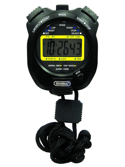 General Tools SW269 Sport Timer, Stopwatch with Clock , Black