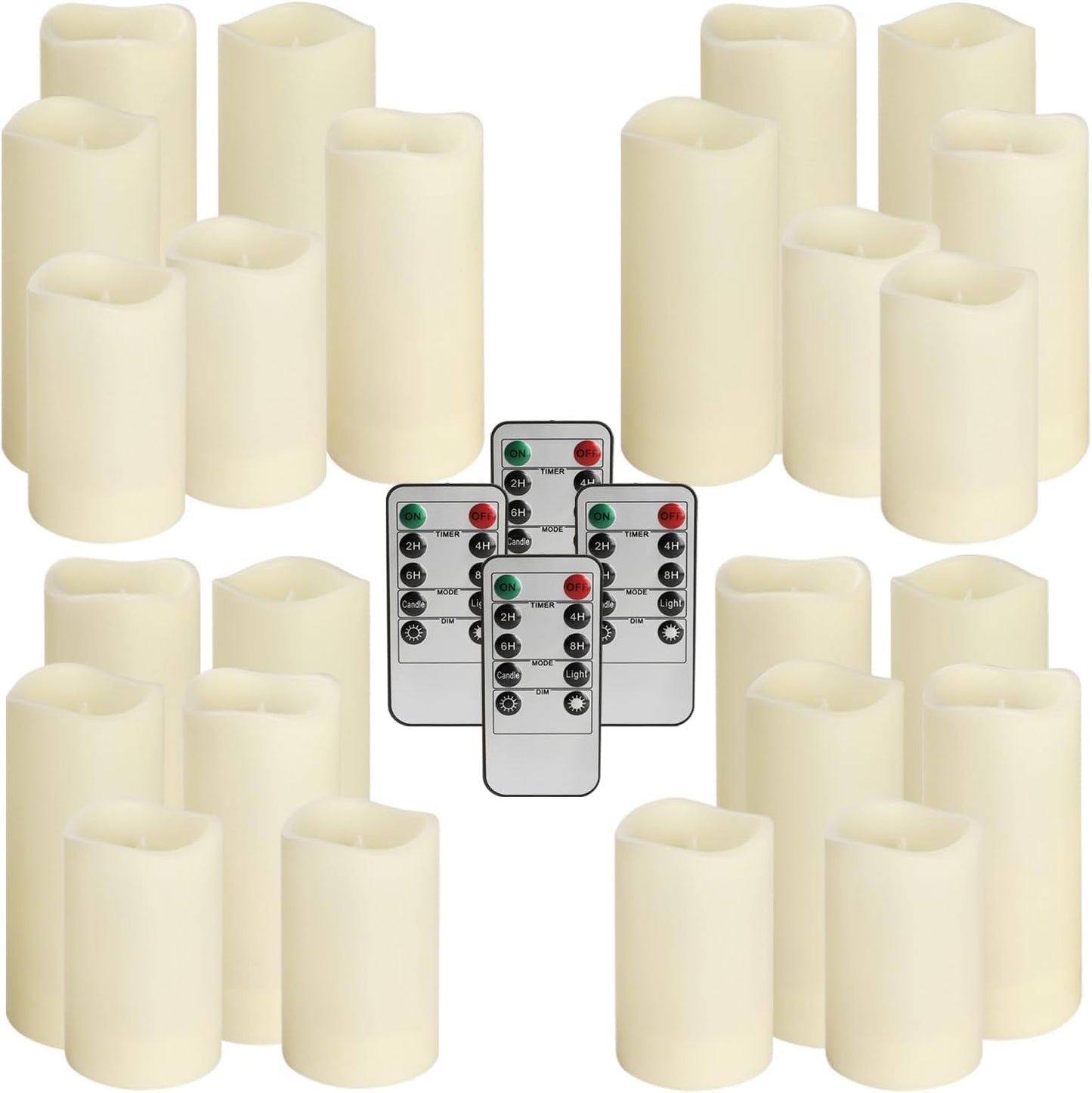 24-Pack Waterproof Flameless LED Candles with Remote & Timer – 4", 5", 6" Sizes for Halloween & Weddings