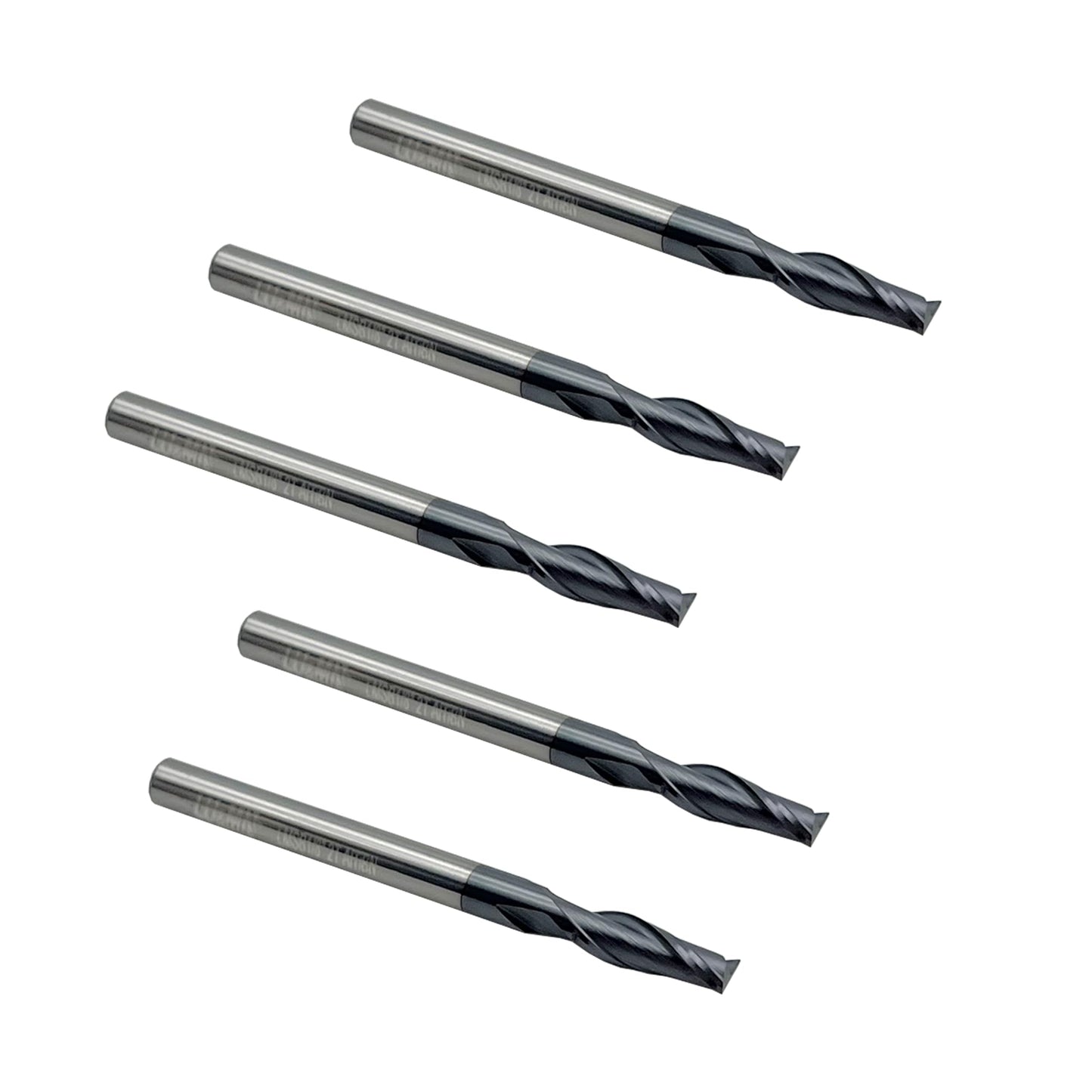 Carbide Square End Mill - 2 Flute - 1/8" 2T (5 Piece, 1/8") - for Milling Alloy Steels, Hardened Steel, Metal & More – Mill Bits Sets for DIYers & Professionals by LU&MN