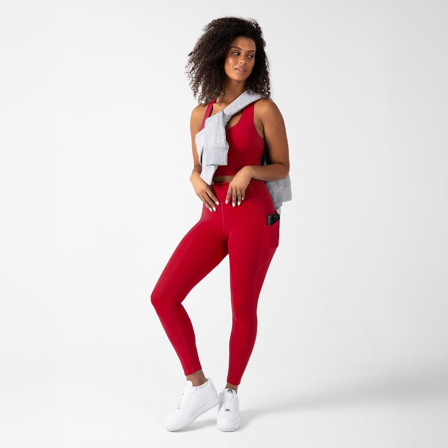 YITTY Active Workout Leggings for Womens – High Waisted Pocket Leggings, Yoga Pants for Workout Athletic, Gym, Heated Red, M, Regular