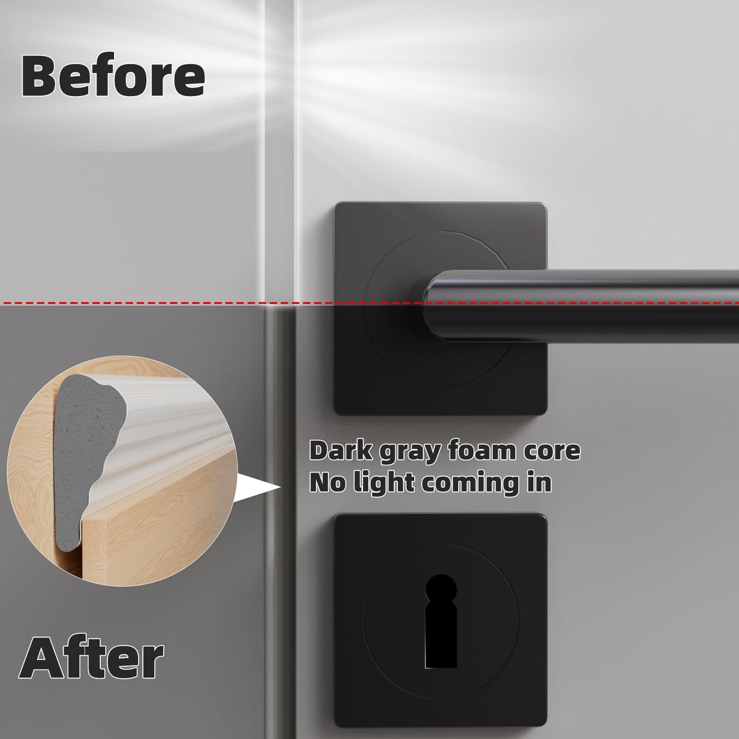 Upgraded 118 Inch Wedge-Shape Weather Stripping Door Seal,Self Adhesive Dark Gray Foam Core for Lightprooof,Windows and Doors Insulation,Weatherstrip Tape for Door Soundproofing,Drafts Blocker,White