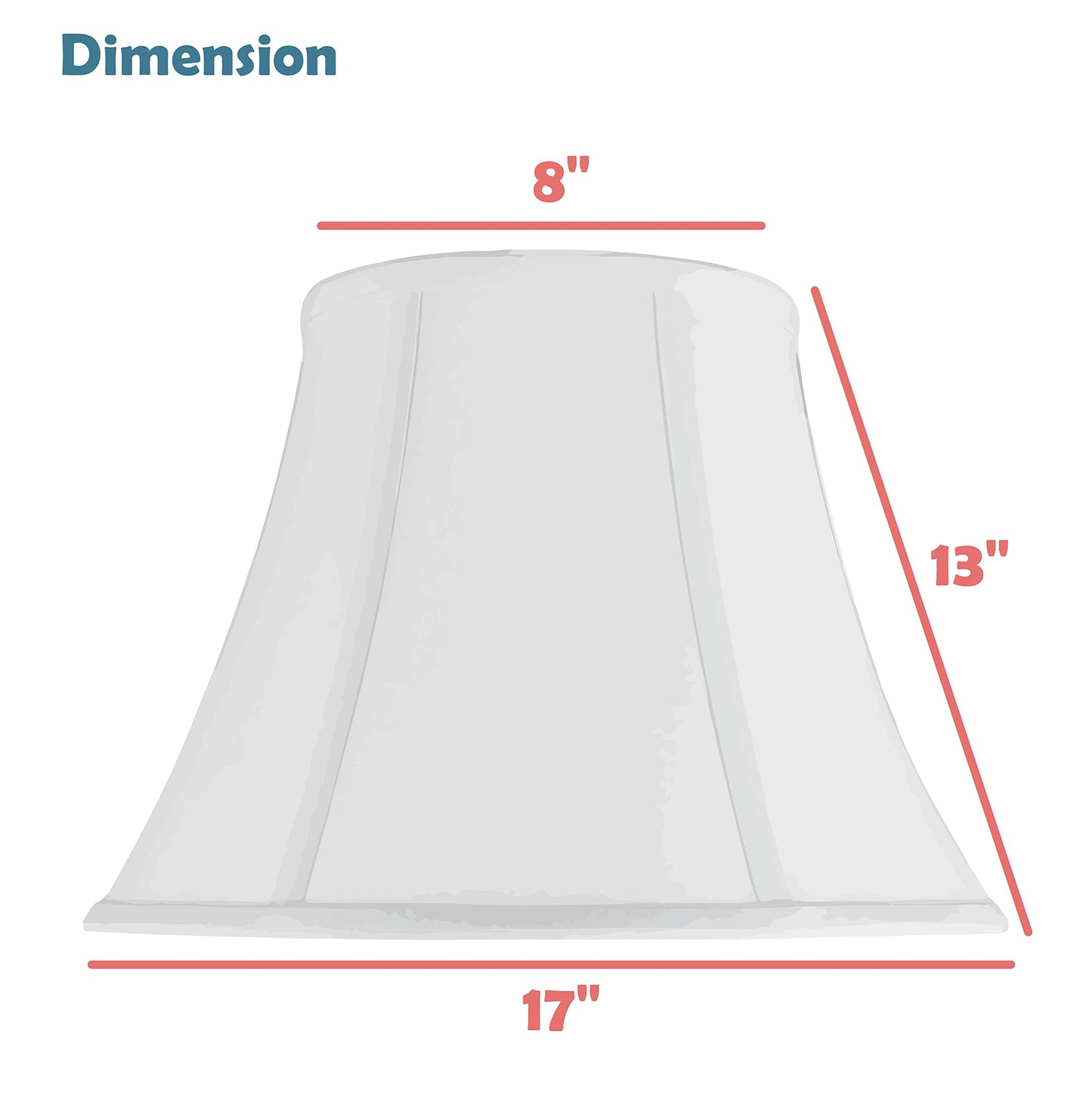 Aspen Creative 38004-2 Traditional Handsewn Bell Shaped Collapsible Spider Construction Lamp Shade in Cream, 8" Top x 17" Bottom x 13" Slant, Set of 2