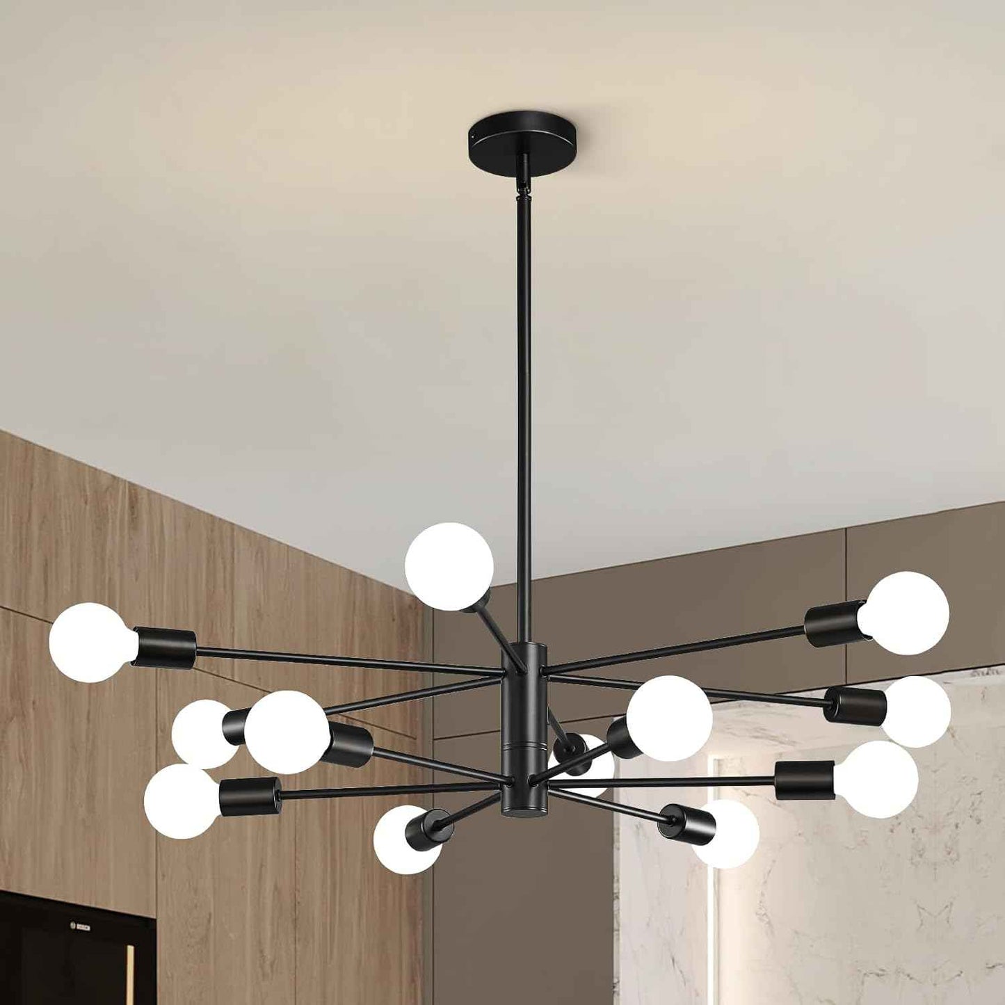 8-Light Gold Sputnik Chandelier - Modern Adjustable Ceiling Light for Dining Room, Kitchen & Foyer