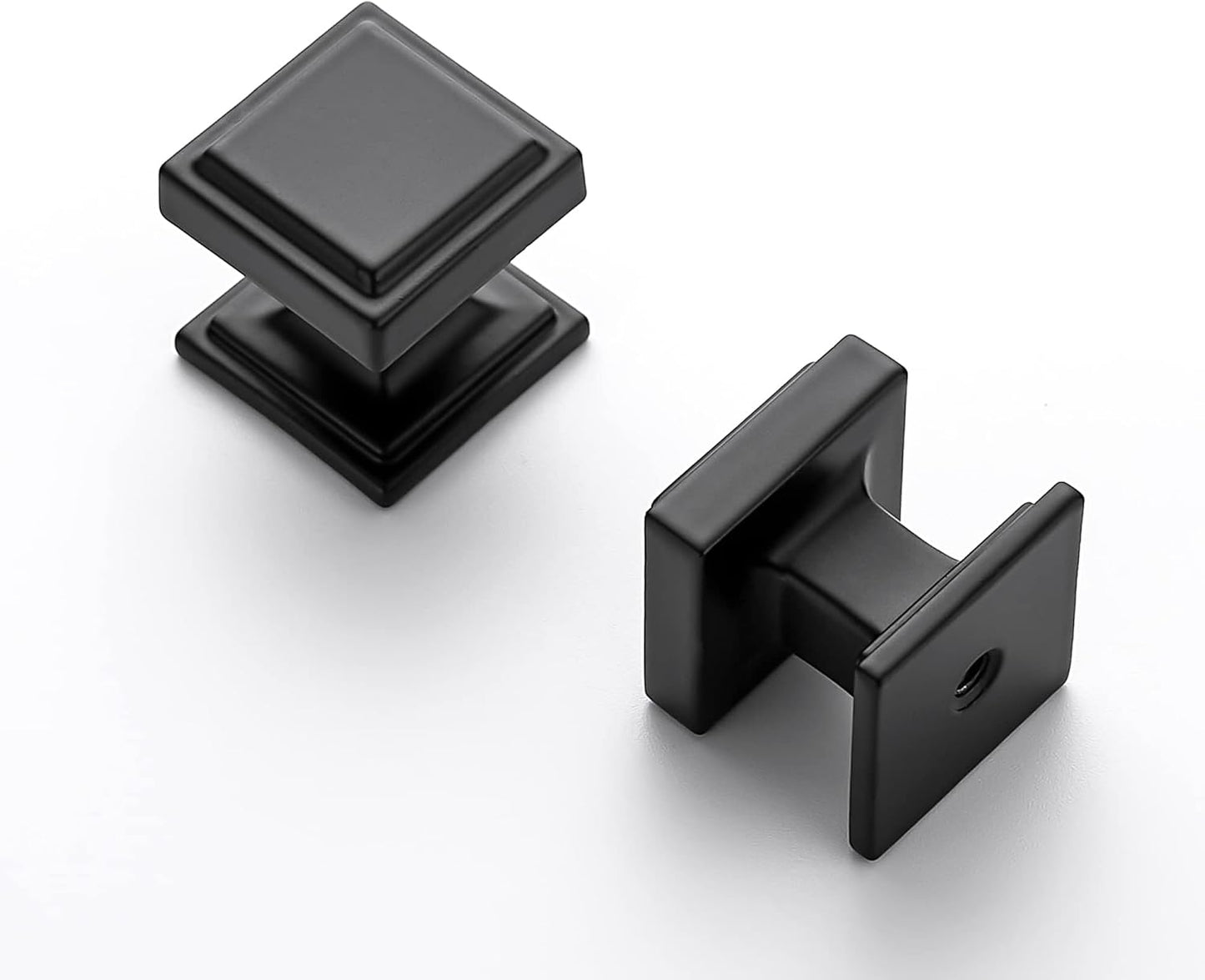 30 Pack Matte Black Square Kitchen Cabinet Knobs - Modern Zinc Drawer Pulls & Handles