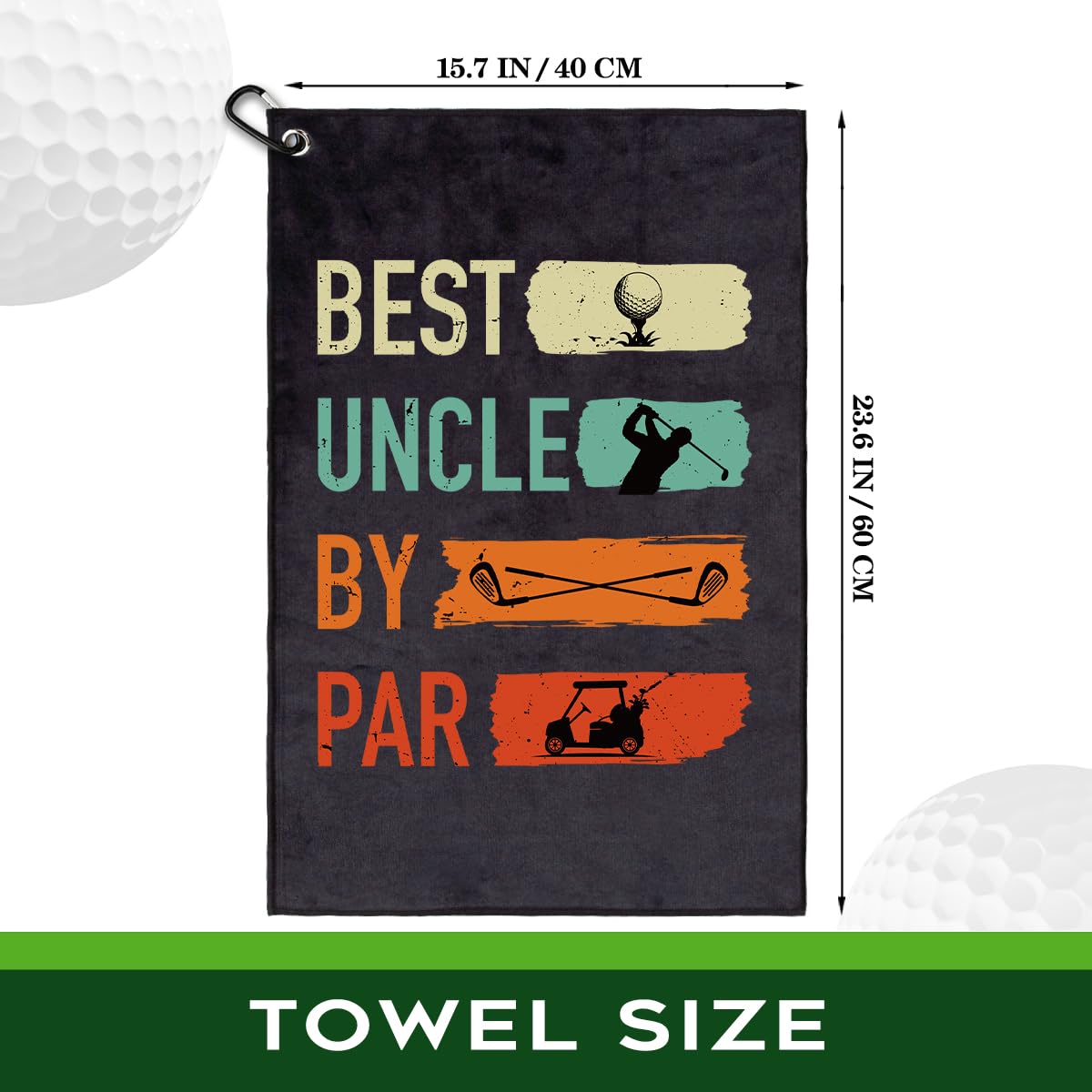 rofiowa Best Uncle by Par Polyester and Cotton Blend Printed Golf Towel, Funny Golf Accessories for Men, Golf Gift for Golf Fan Uncle, Golf Lover Birthday Gift (OGT038)