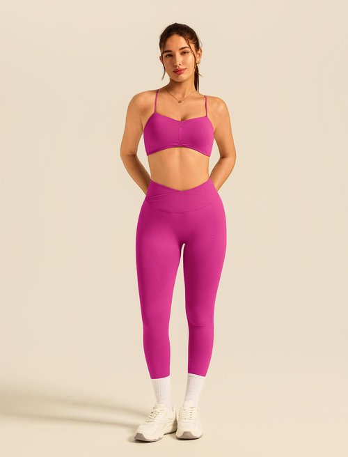 ABOCIW Womens Workout Sets 2 Piece Seamless Strappy Sports Bra Crossover Waist Leggings Gym Sets Yoga Pilates Outfits Work Out Clothes Hibiscus X-Small
