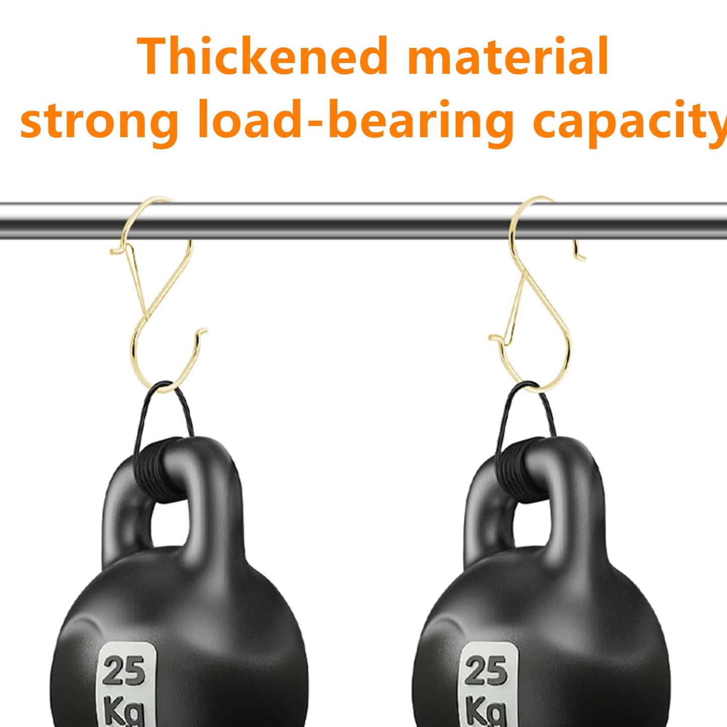 Heavy Duty Large S Hooks, 4.96 inch Large S Hooks, Set for Hanging Plants, Kitchen Cabinet Handles,s Hooks Buckle Side is Suitable for mostrods,Less Than 1.2inch in diamete mostrods (Gold-4pcs)