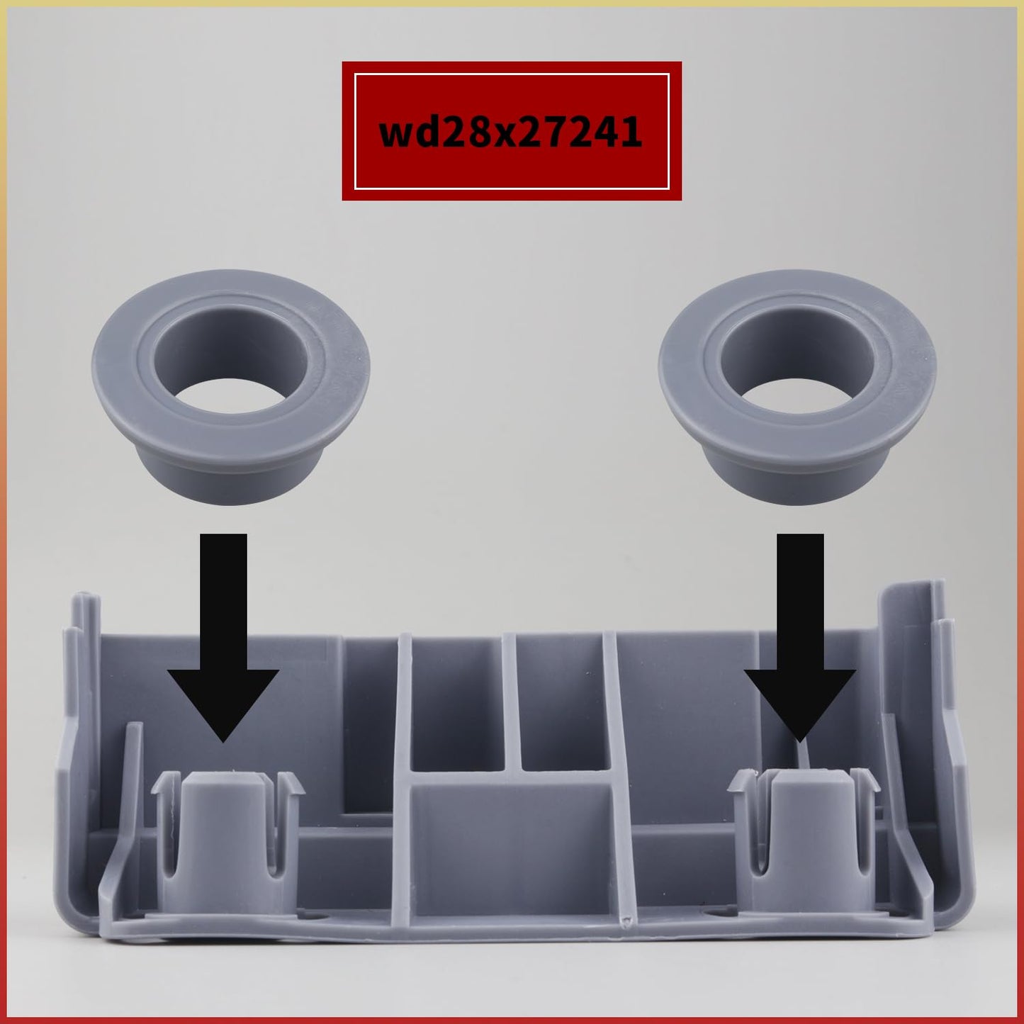 2 Pack WD28X27241 Dishwasher Lower Rack Wheels and Carrier Kit Replacement Part Compatible with GE Dishwasher Baskets Roller Assembly L and R Side,Replaces for WD12X10439 WD12X10438 WD12X10446